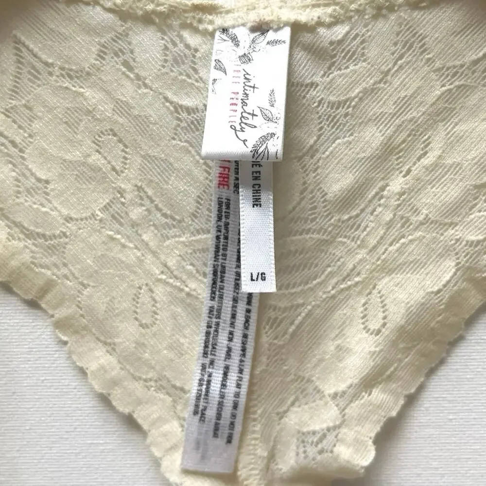 Free People Intimately Racerback Halter Off White Yellow Large Lace Bralette